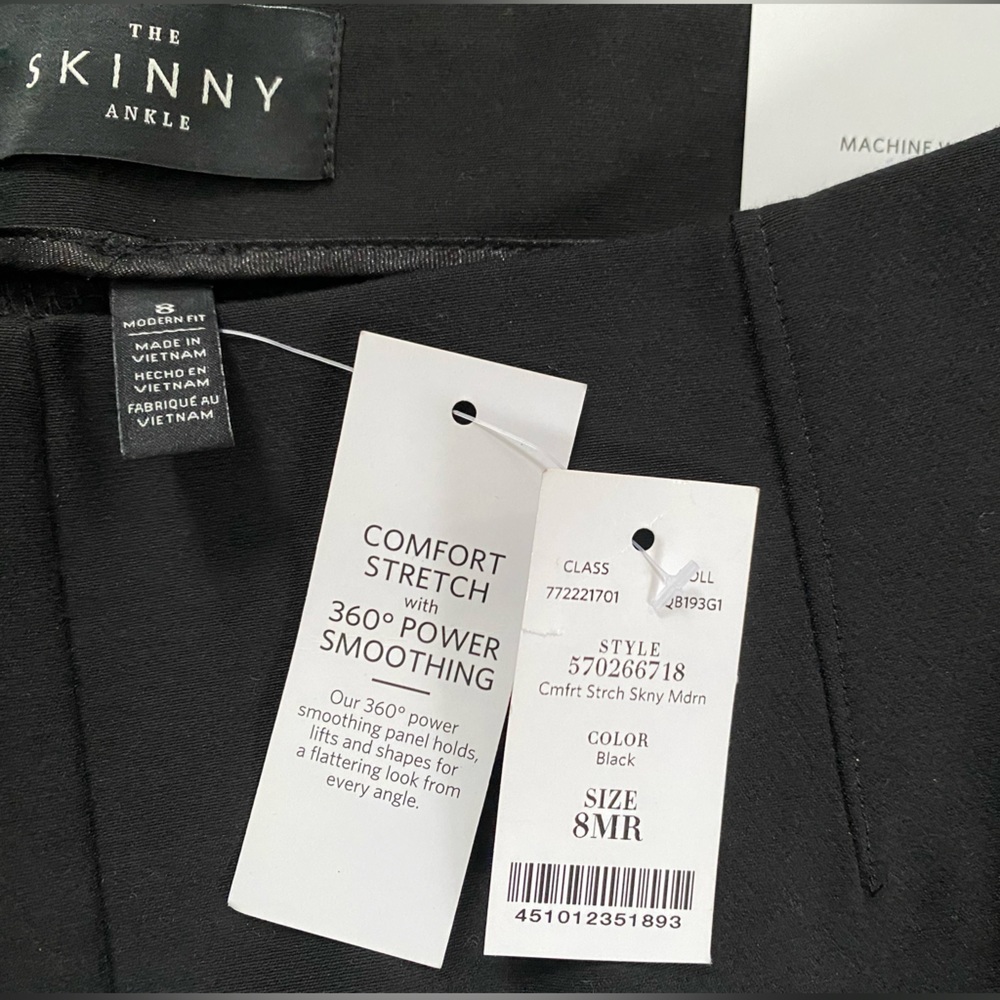 White House Black Market NWT Black Stretch Modern Skinny Ankle Pants 8